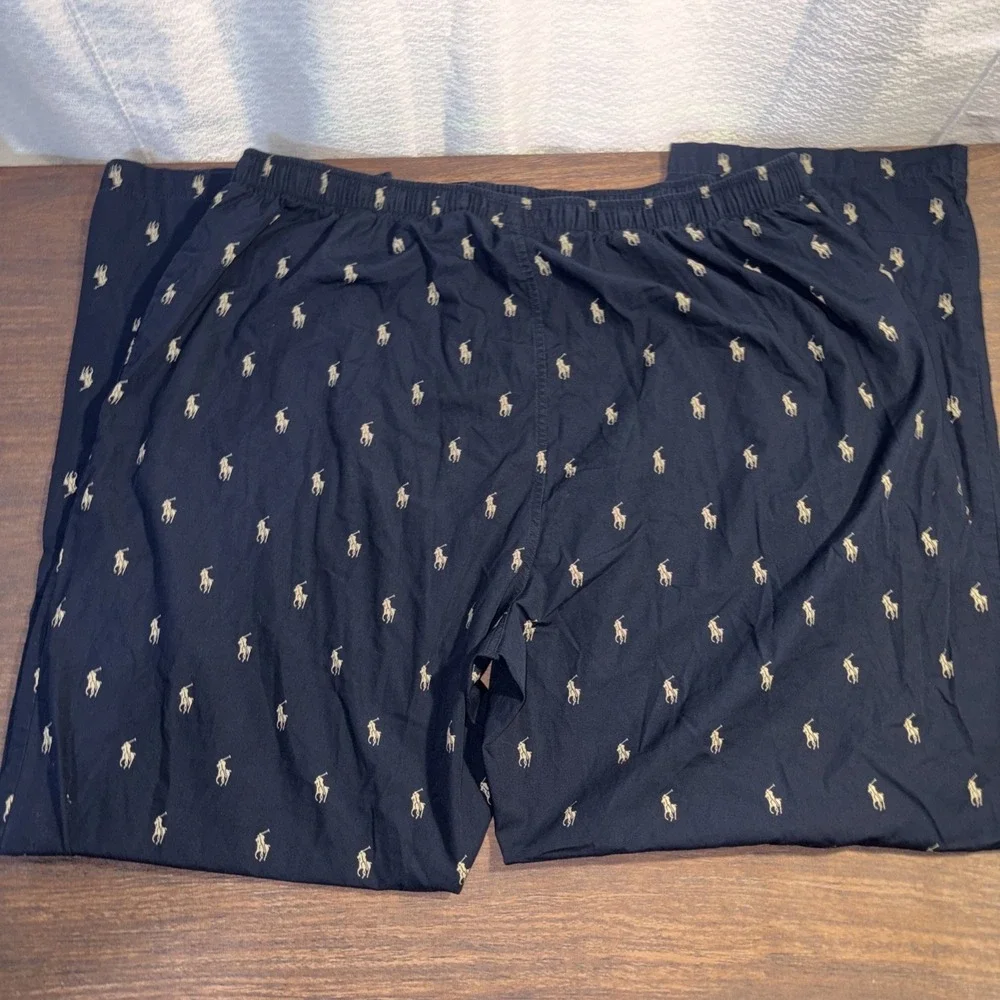 Polo Ralph Lauren Men's 1X Navy Blue All Over Pony Logo Pajama Lounge Pants